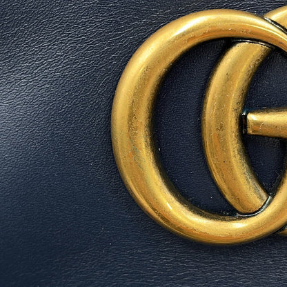 GUCCI GG Marmont Ghost Shoulder Bag Blue443499 Leather