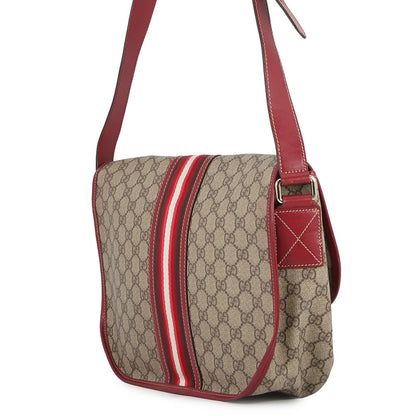 GUCCI Shoulder Bag Beige/Red201732 GG Supreme Leather