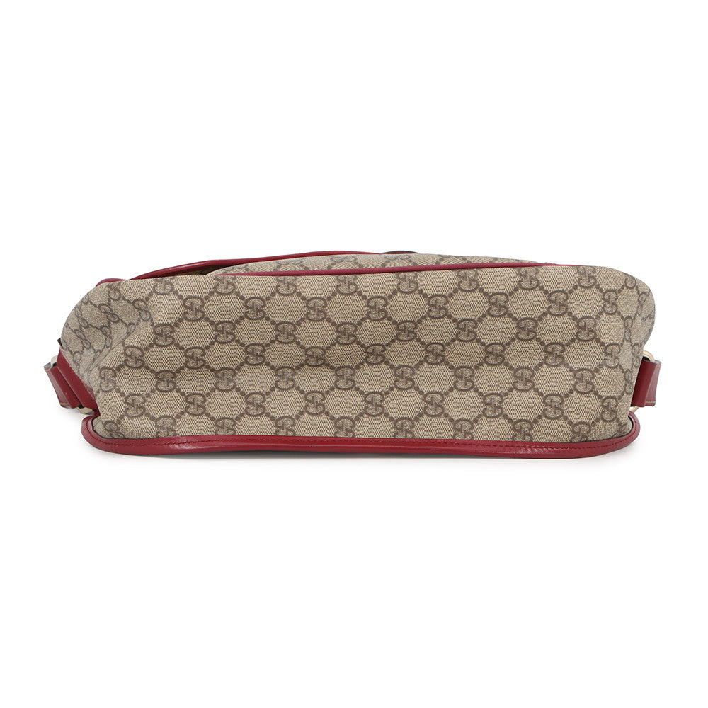 GUCCI Shoulder Bag Beige/Red201732 GG Supreme Leather