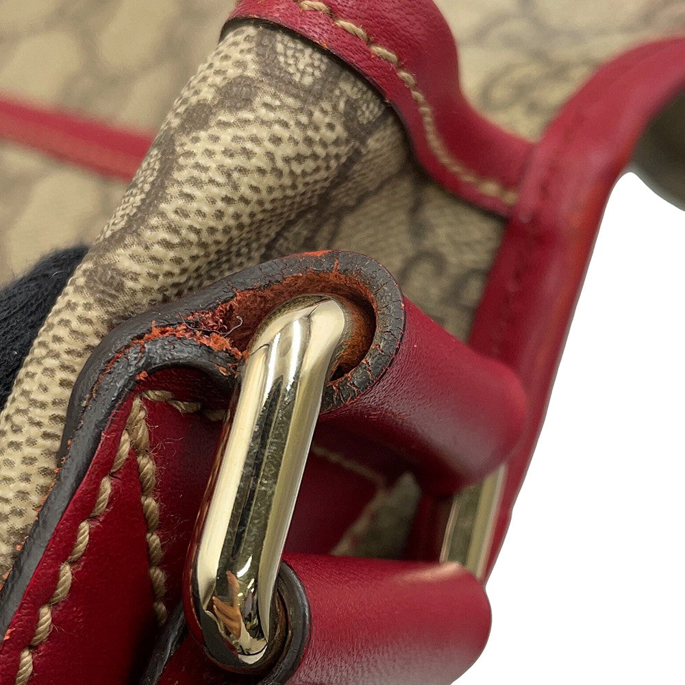 GUCCI Shoulder Bag Beige/Red201732 GG Supreme Leather