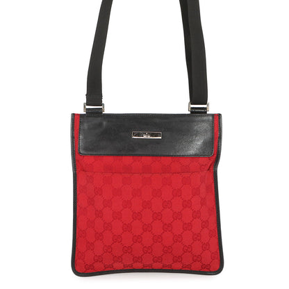 GUCCI GG Canvas Shoulder Bag Red/Black0190348 GG Canvas Leather