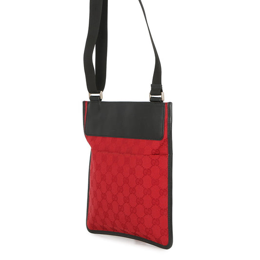 GUCCI GG Canvas Shoulder Bag Red/Black0190348 GG Canvas Leather