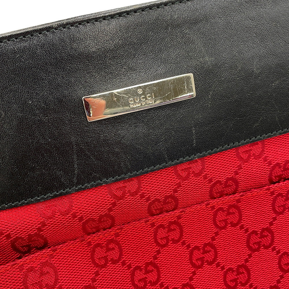 GUCCI GG Canvas Shoulder Bag Red/Black0190348 GG Canvas Leather
