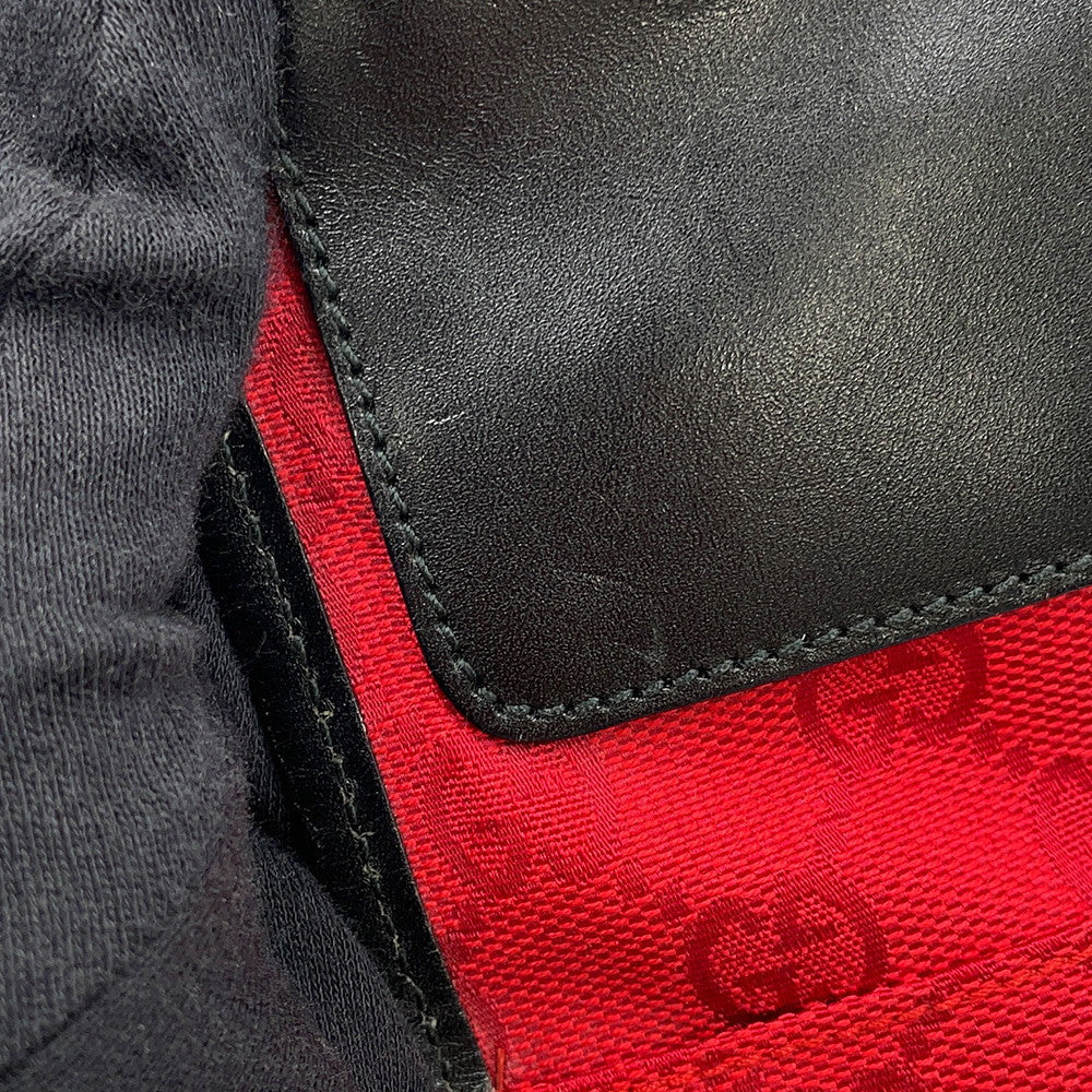 GUCCI GG Canvas Shoulder Bag Red/Black0190348 GG Canvas Leather
