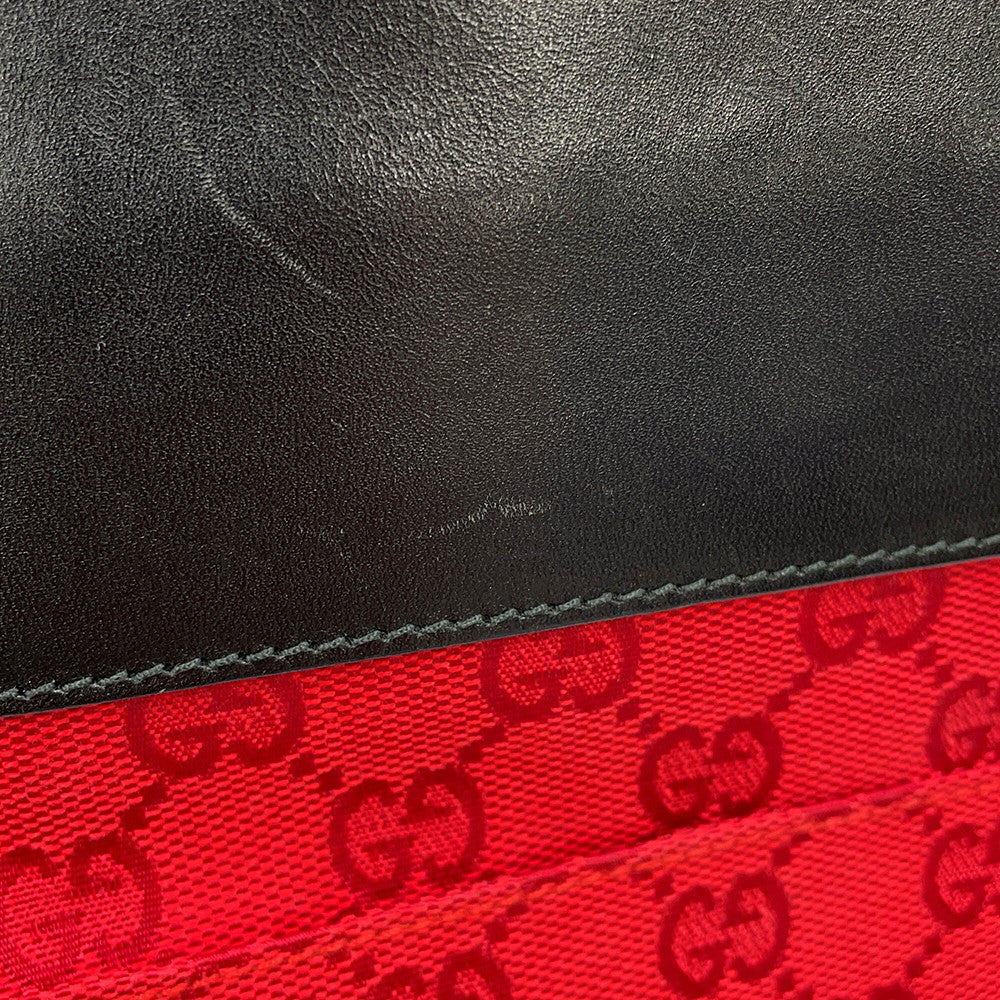 GUCCI GG Canvas Shoulder Bag Red/Black0190348 GG Canvas Leather