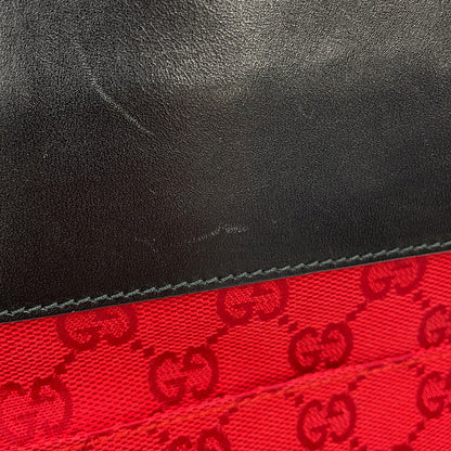 GUCCI GG Canvas Shoulder Bag Red/Black0190348 GG Canvas Leather