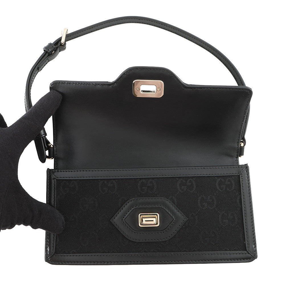 GUCCI Luce Black790038 GG Canvas Leather Size Mini
