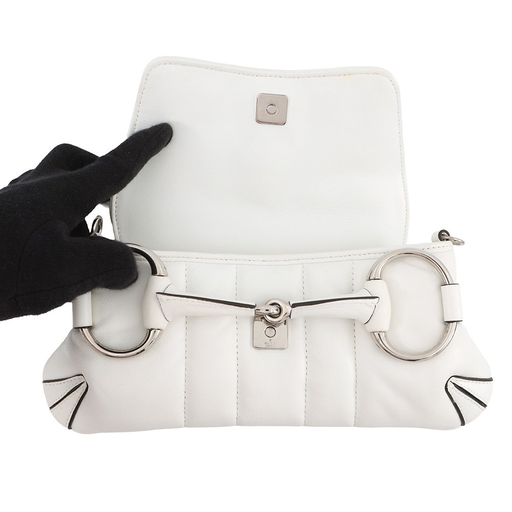 GUCCI Horsebit SmallBag White764339 Leather Size Small
