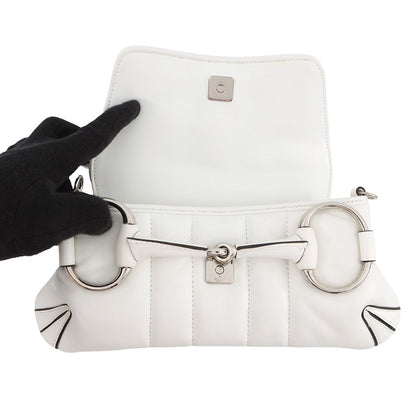 GUCCI Horsebit SmallBag White764339 Leather Size Small
