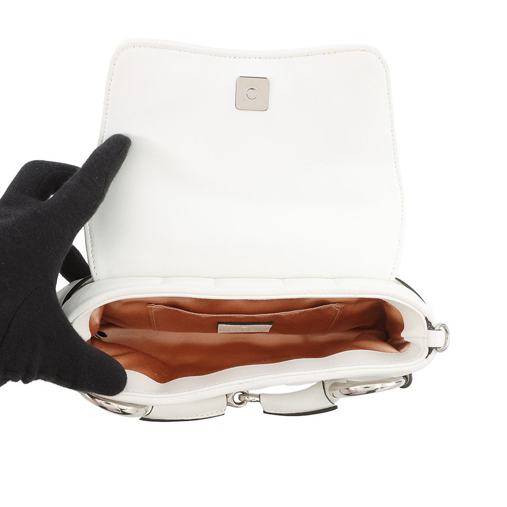 GUCCI Horsebit SmallBag White764339 Leather Size Small