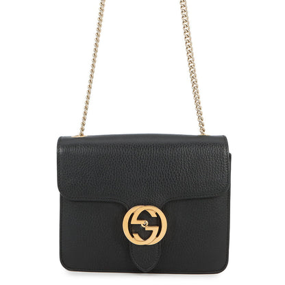 GUCCI Interlocking G ChainShoulder Bag Black510304 527620 Leather