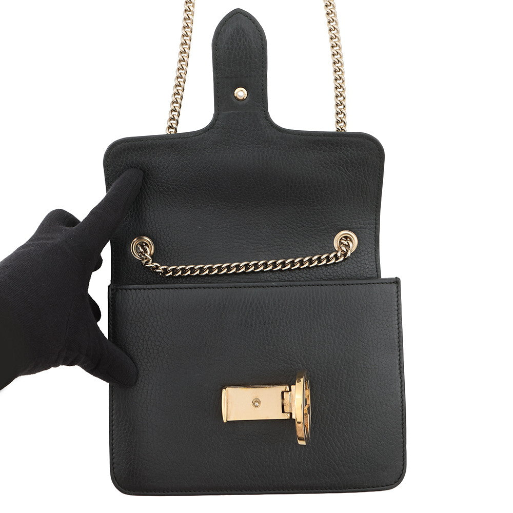 GUCCI Interlocking G ChainShoulder Bag Black510304 527620 Leather