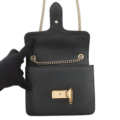 GUCCI Interlocking G ChainShoulder Bag Black510304 527620 Leather