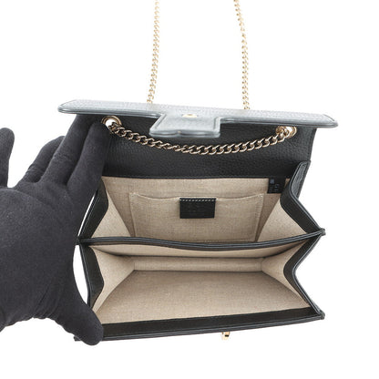 GUCCI Interlocking G ChainShoulder Bag Black510304 527620 Leather