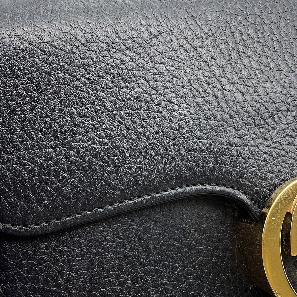 GUCCI Interlocking G ChainShoulder Bag Black510304 527620 Leather
