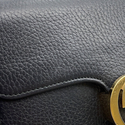 GUCCI Interlocking G ChainShoulder Bag Black510304 527620 Leather