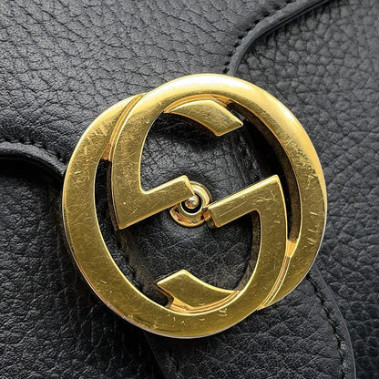GUCCI Interlocking G ChainShoulder Bag Black510304 527620 Leather