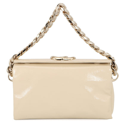 GUCCI Double G ChainShoulder Bag Ivory795902 Patent Leather
