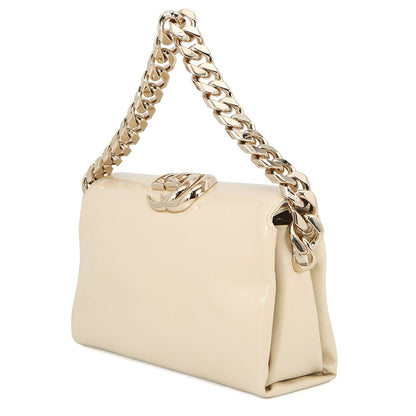GUCCI Double G ChainShoulder Bag Ivory795902 Patent Leather