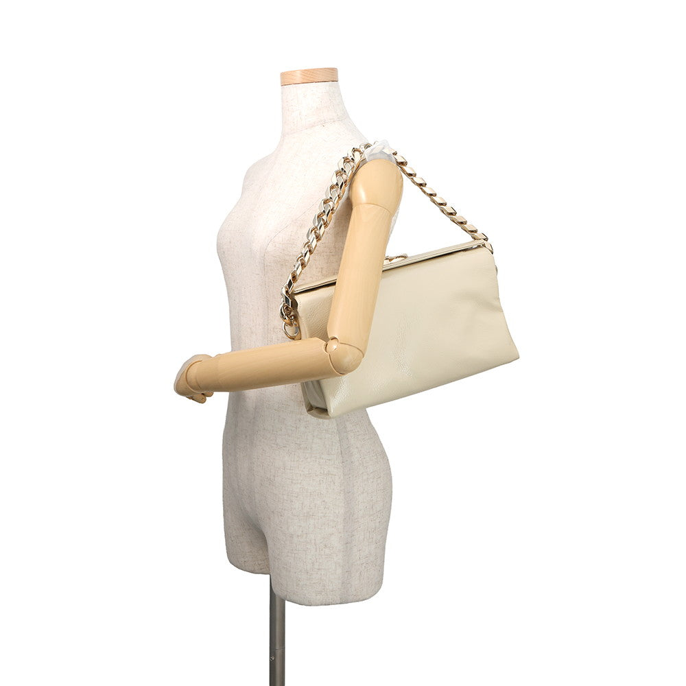 GUCCI Double G ChainShoulder Bag Ivory795902 Patent Leather