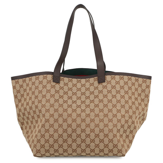 GUCCI Tortissima Tote Bag Beige/Brown788203 GG Canvas Leather Size Medium