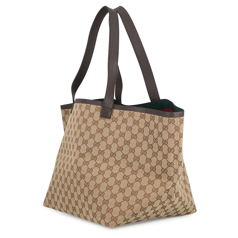 GUCCI Tortissima Tote Bag Beige/Brown788203 GG Canvas Leather Size Medium