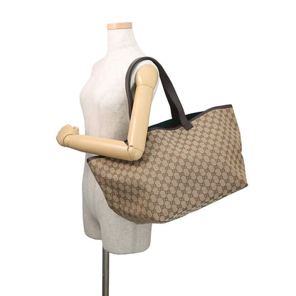 GUCCI Tortissima Tote Bag Beige/Brown788203 GG Canvas Leather Size Medium