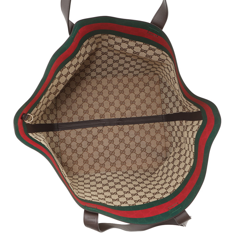 GUCCI Tortissima Tote Bag Beige/Brown788203 GG Canvas Leather Size Medium