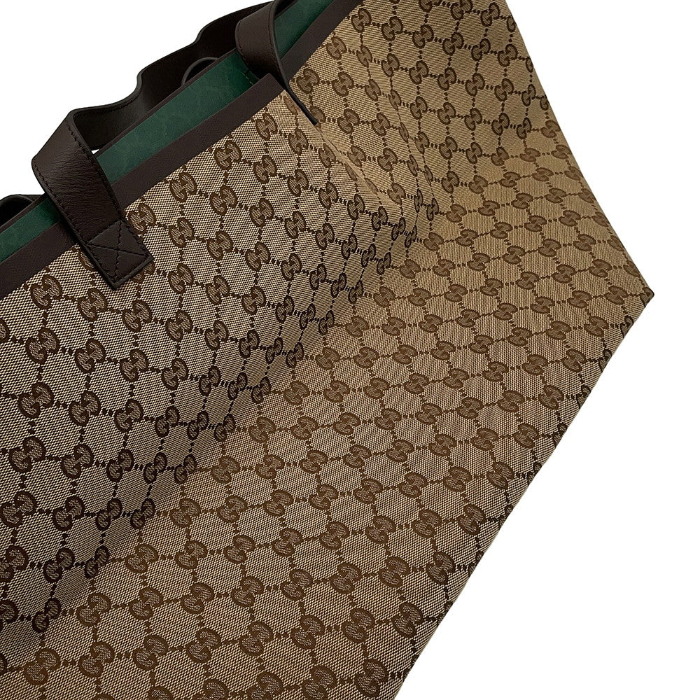 GUCCI Tortissima Tote Bag Beige/Brown788203 GG Canvas Leather Size Medium