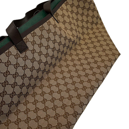 GUCCI Tortissima Tote Bag Beige/Brown788203 GG Canvas Leather Size Medium