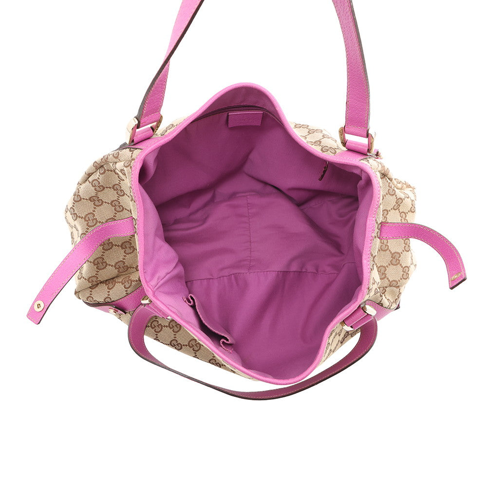 GUCCI Abbey Beige/Pink130736 GG Canvas Leather