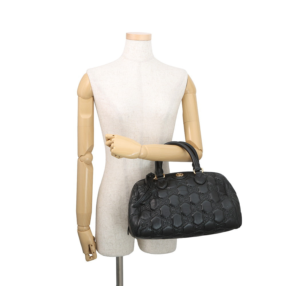 GUCCI GGMatelasse Handbag Black702242 Leather