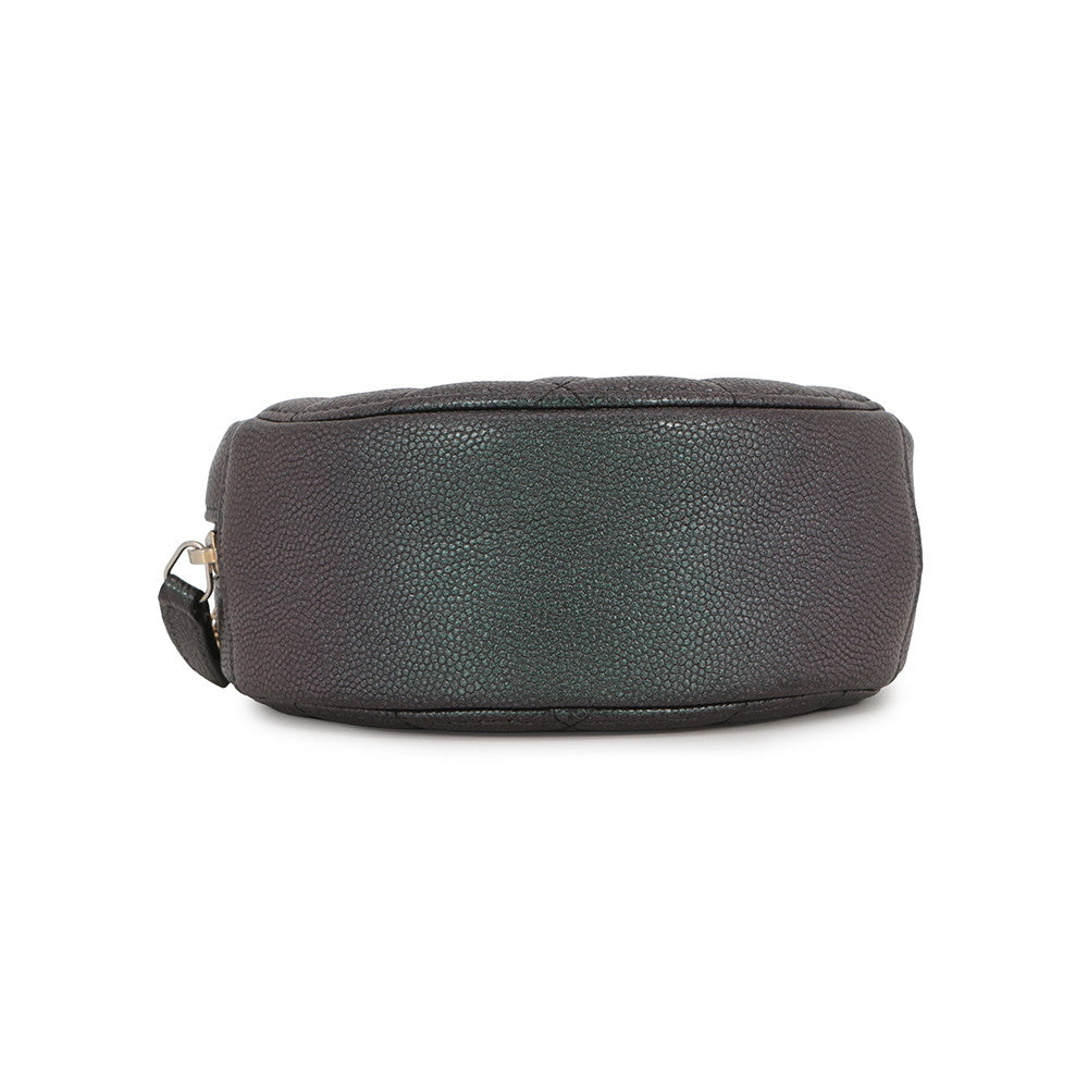 CHANEL Round Mini Classic Chain Shoulder MetalicGrayAP0245 Caviar Leather