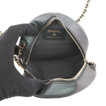 CHANEL Round Mini Classic Chain Shoulder MetalicGrayAP0245 Caviar Leather