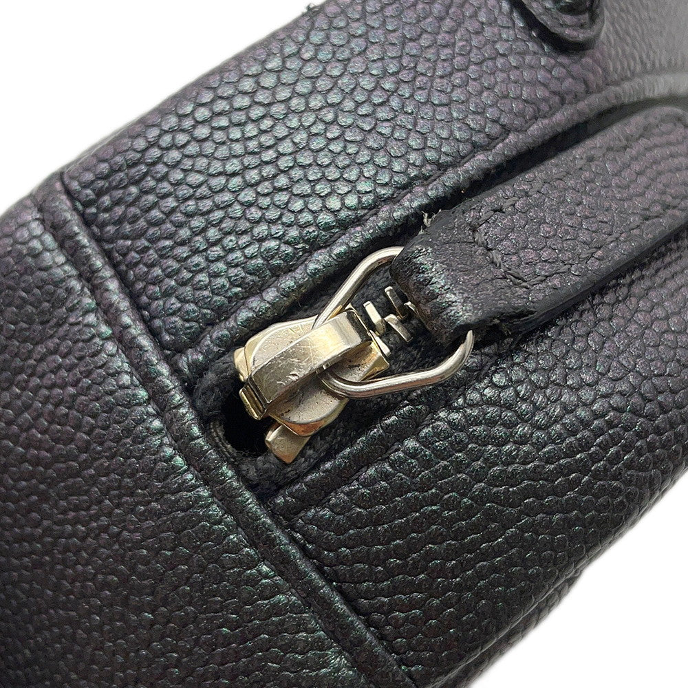 CHANEL Round Mini Classic Chain Shoulder MetalicGrayAP0245 Caviar Leather