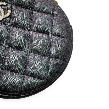 CHANEL Round Mini Classic Chain Shoulder MetalicGrayAP0245 Caviar Leather
