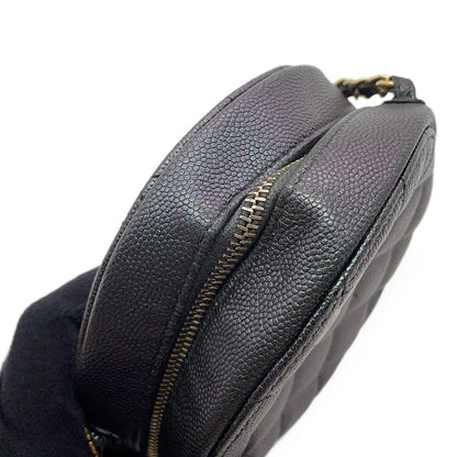 CHANEL Round Mini Classic Chain Shoulder MetalicGrayAP0245 Caviar Leather
