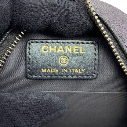 CHANEL Round Mini Classic Chain Shoulder MetalicGrayAP0245 Caviar Leather