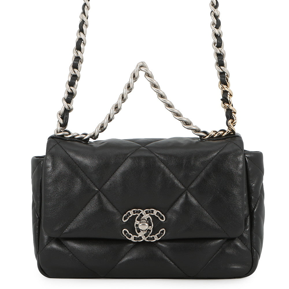 CHANEL CHANEL19 Matelasse Shoulder Bag BlackAS1160-B07327-94305 Shiny Lambskin