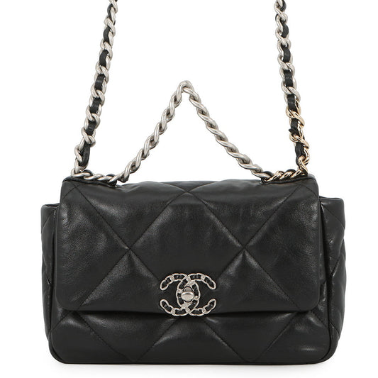 CHANEL CHANEL19 Matelasse Shoulder Bag BlackAS1160-B07327-94305 Shiny Lambskin