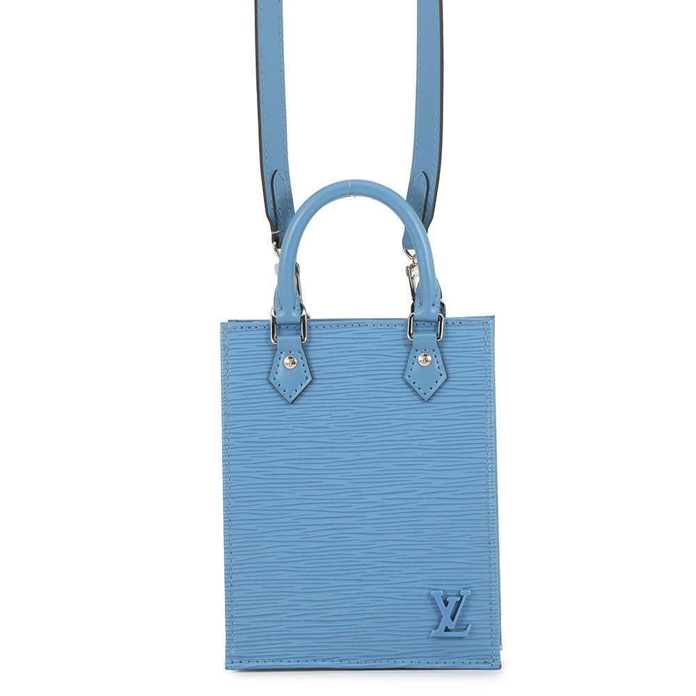 LOUIS VUITTON Petit Sac Plat BlueM80167 Epi Leather