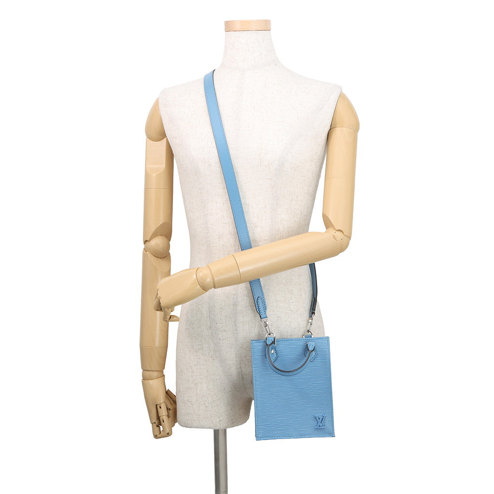 LOUIS VUITTON Petit Sac Plat BlueM80167 Epi Leather