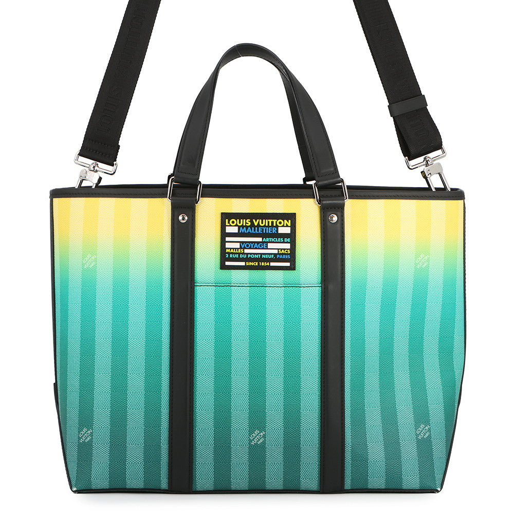 LOUIS VUITTON Weekend tote Green/YellowM59919 Damier stripe Size PM