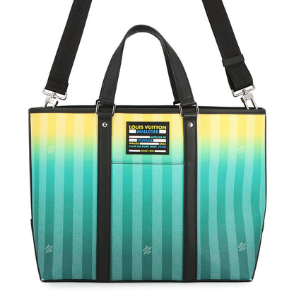 LOUIS VUITTON Weekend tote Green/YellowM59919 Damier stripe Size PM