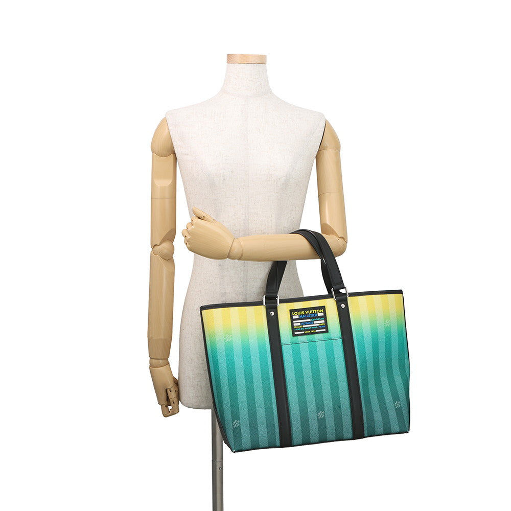 LOUIS VUITTON Weekend tote Green/YellowM59919 Damier stripe Size PM