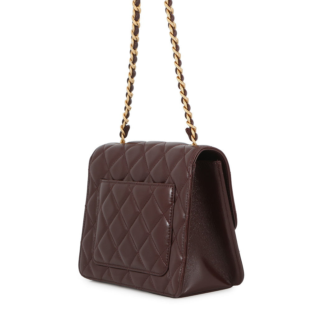 CHANEL Matelasse Single Flap ChainShoulder Bag BordeauxAS4056 Lambskin Size Mini