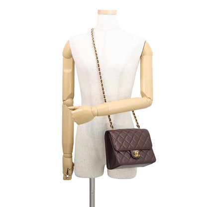 CHANEL Matelasse Single Flap ChainShoulder Bag BordeauxAS4056 Lambskin Size Mini