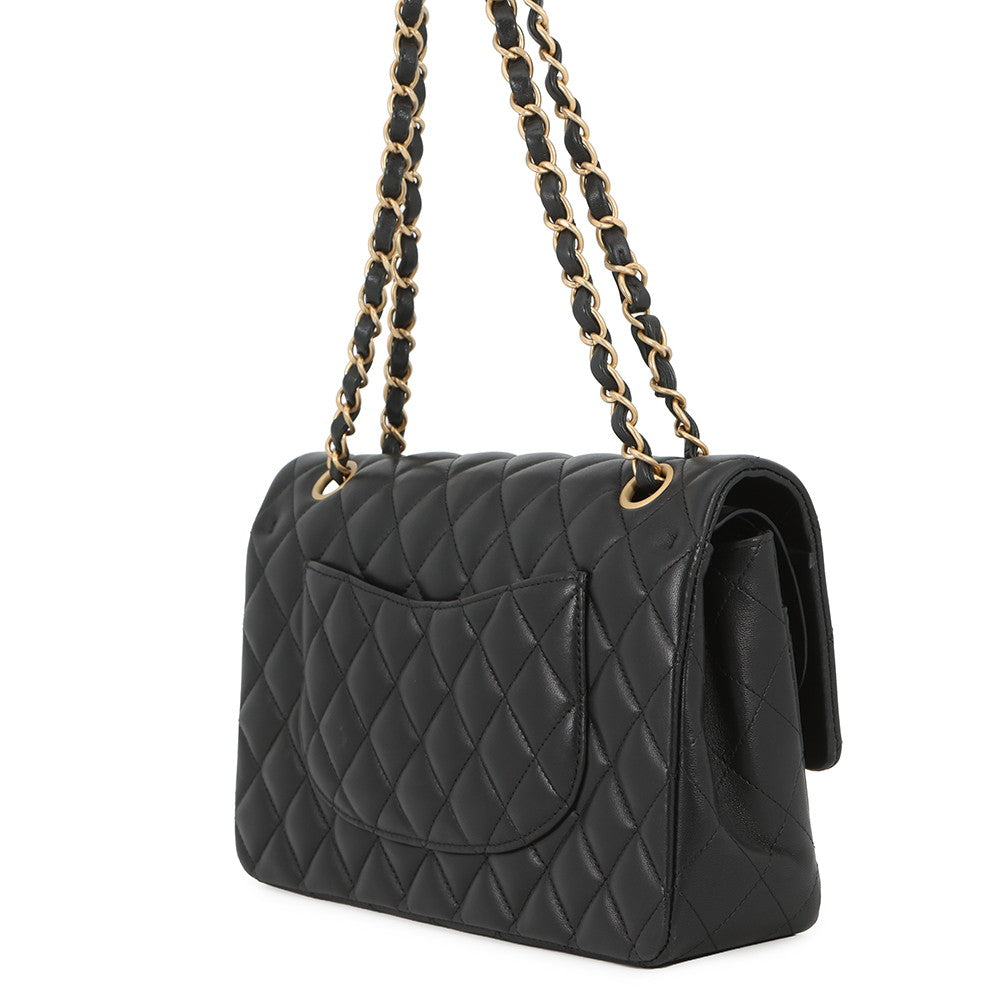 CHANEL Matelasse Double Flap Egyptian Bag Charm Chain Shoulder Bag BlackA01112 Lambskin Size 25