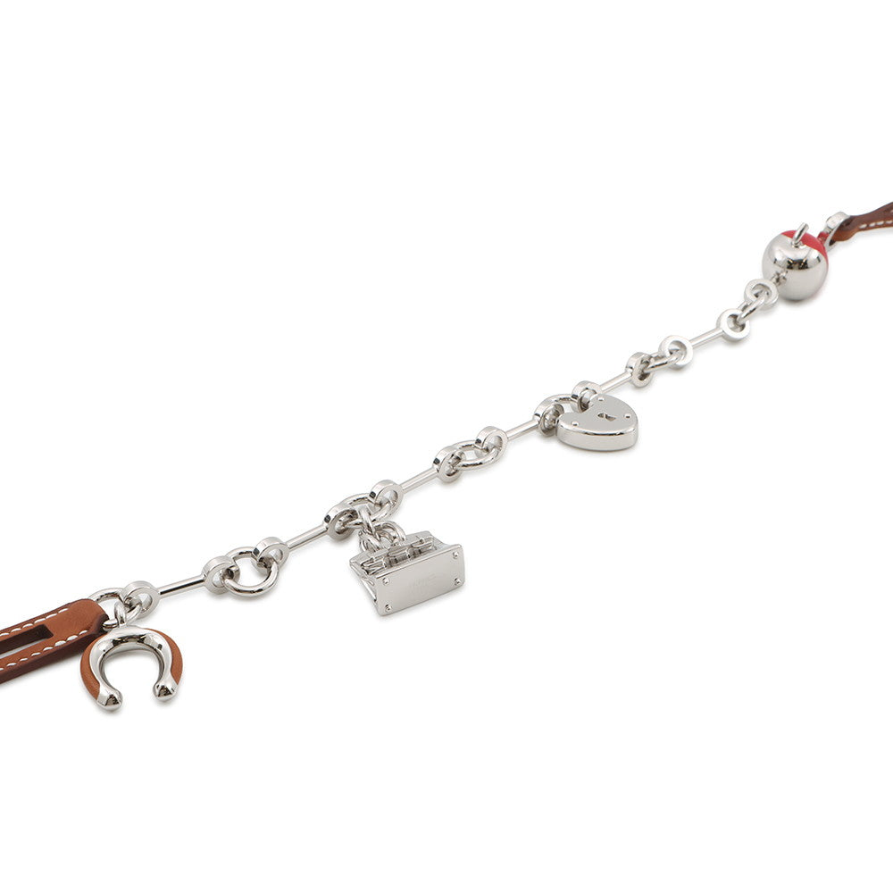 HERMES Bijoux de Bag Charm Fauve/Rouge Coeur Metal Box Calf Leather