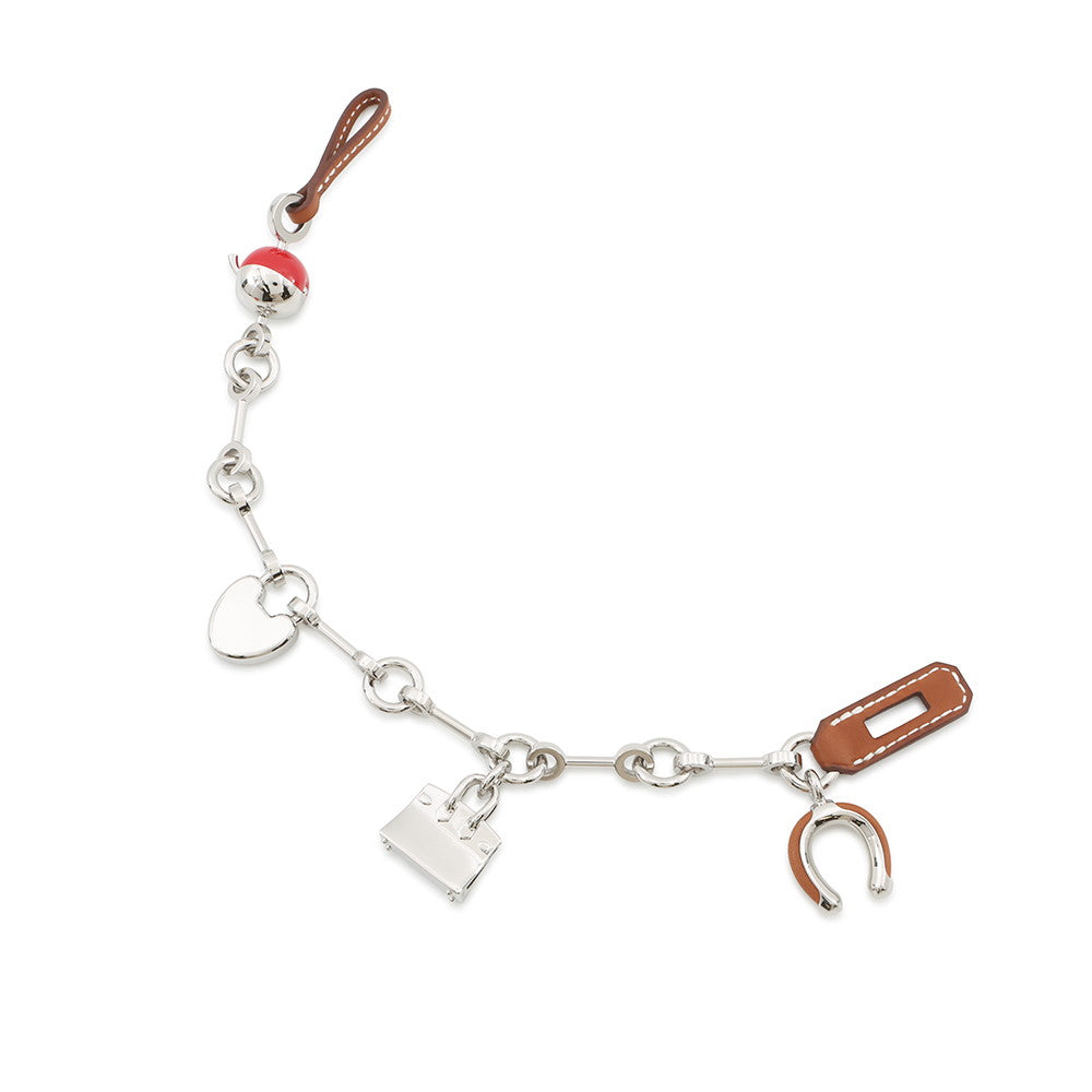 HERMES Bijoux de Bag Charm Fauve/Rouge Coeur Metal Box Calf Leather